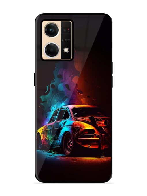 High Classic Car Art Glossy Metal Phone Cover for Oppo Reno 7 (4G) Zapvi