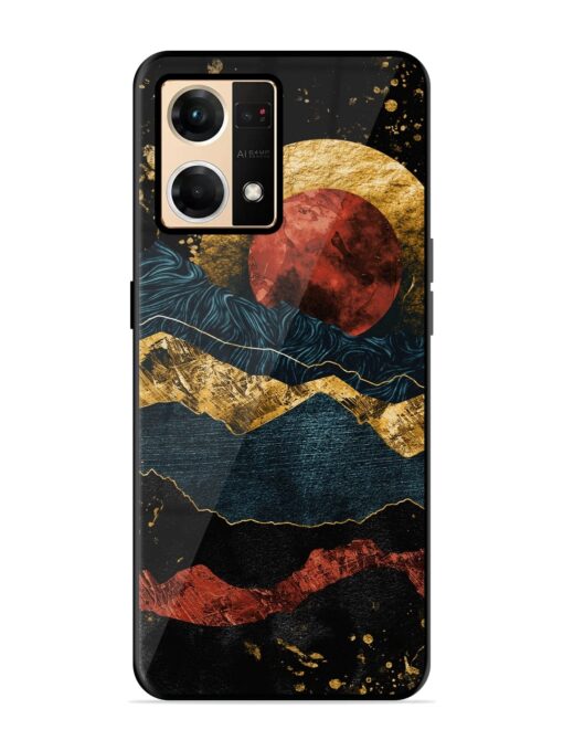 Gold Painting View Glossy Metal Phone Cover for Oppo Reno 7 (4G) Zapvi