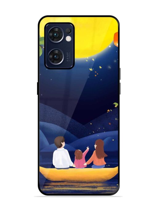 Happy Family And Beautiful View Glossy Metal Phone Cover for Oppo Reno 7 (5G) Zapvi