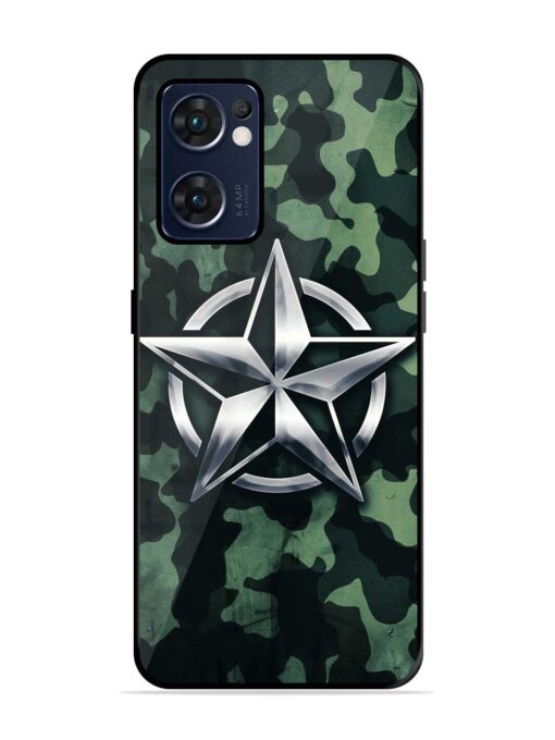 Indian Army Star Design Glossy Metal Phone Cover for Oppo Reno 7 (5G) Zapvi