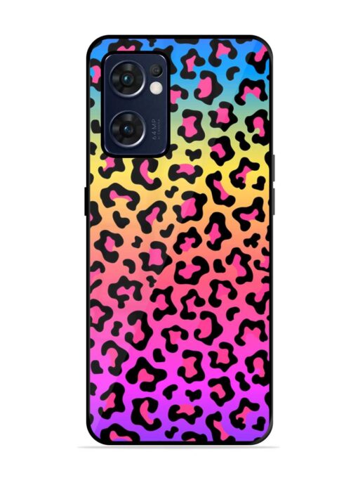 Neon Rainbow Colored Glossy Metal Phone Cover for Oppo Reno 7 (5G) Zapvi