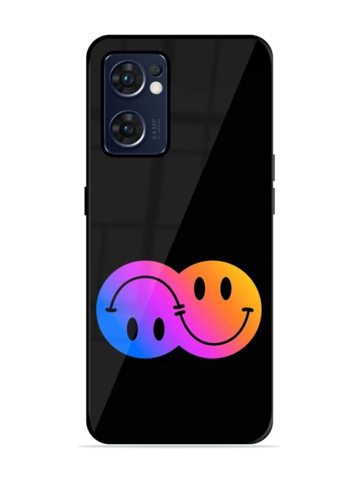 Gradient Smile Art Glossy Metal TPU Phone Cover for Oppo Reno 7 (5G) Zapvi