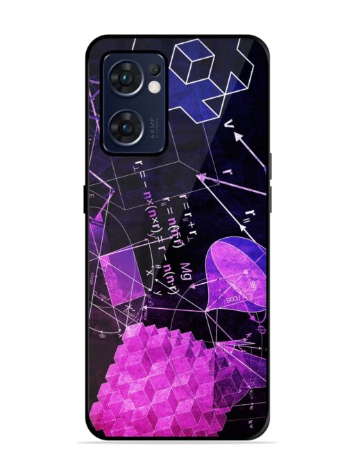 Math Physics Formula Art Glossy Metal Phone Cover for Oppo Reno 7 (5G) Zapvi