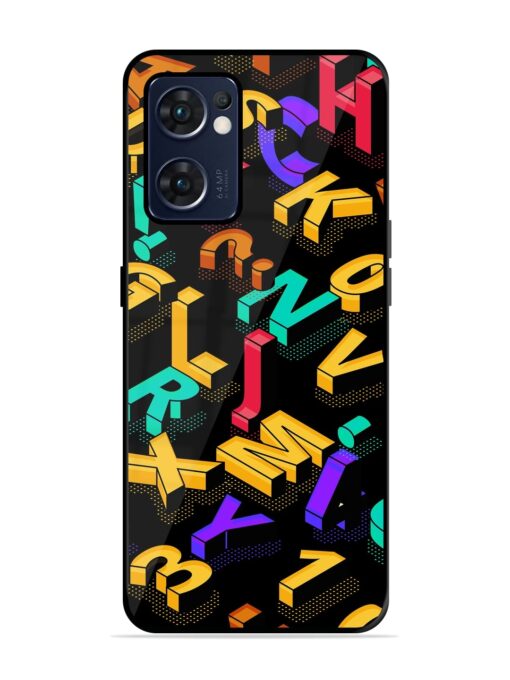 Seamless Pattern With Letters Glossy Metal Phone Cover for Oppo Reno 7 (5G) Zapvi