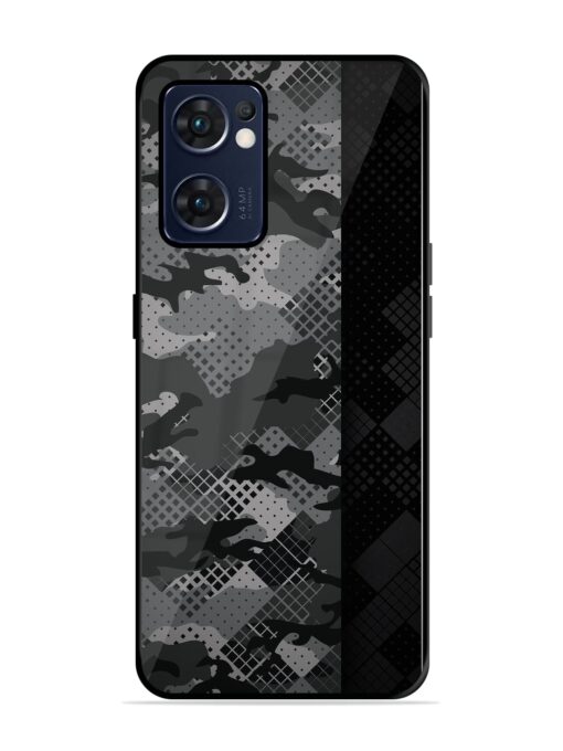 Dark Camouflage Glossy Metal Phone Cover for Oppo Reno 7 (5G) Zapvi