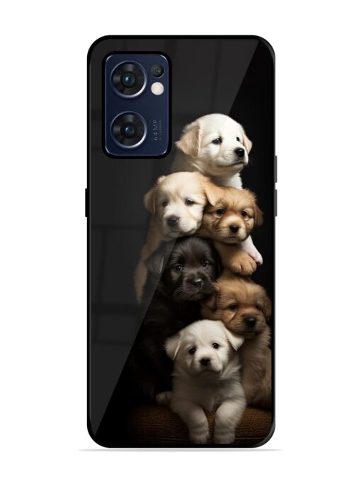 Cute Baby Dogs Glossy Metal Phone Cover for Oppo Reno 7 (5G) Zapvi