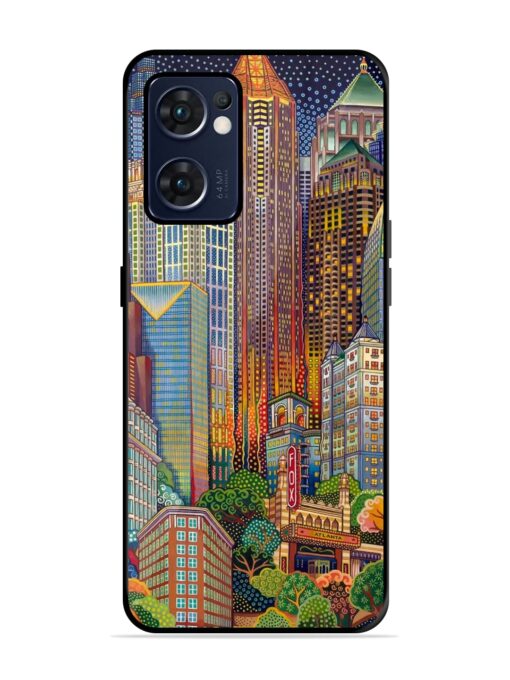 Cityscapes Art Glossy Metal Phone Cover for Oppo Reno 7 (5G) Zapvi