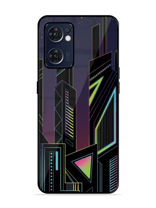 Neon Dreamscape Glossy Metal Phone Cover for Oppo Reno 7 (5G) Zapvi