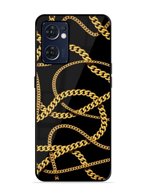 Decorative Golde Chain Glossy Metal Phone Cover for Oppo Reno 7 (5G) Zapvi