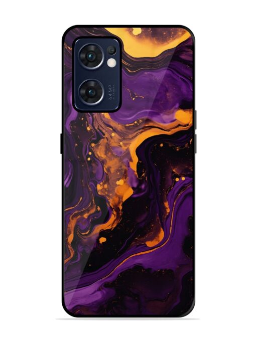 Painting Of A Purple Glossy Metal Phone Cover for Oppo Reno 7 (5G) Zapvi