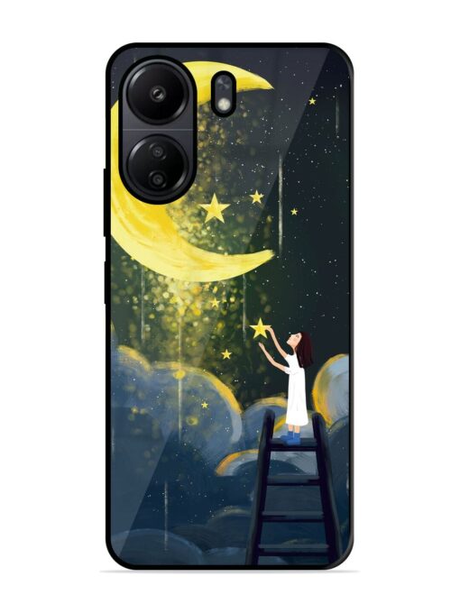 Moonlight Healing Night Illustration Glossy Metal TPU Phone Cover for Poco C65 Zapvi