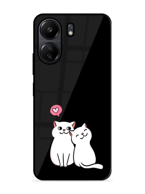 Cat Love Glossy Metal Phone Cover for Poco C65 Zapvi