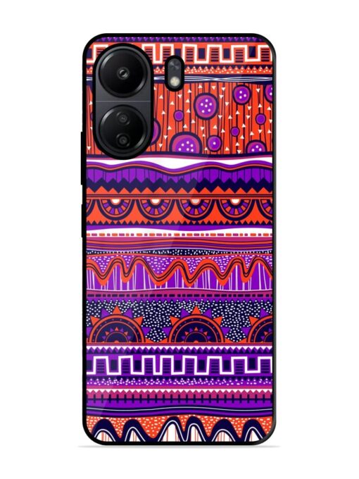 Ethnic Seamless Pattern Glossy Metal TPU Phone Cover for Poco C65 Zapvi