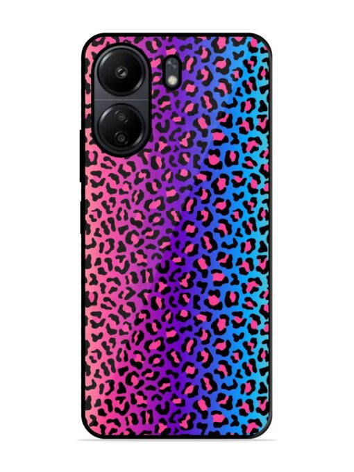 Colorful Leopard Seamless Glossy Metal Phone Cover for Poco C65 Zapvi