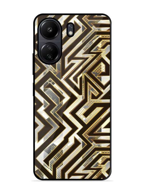 Technology Geometric Seamless Glossy Metal Phone Cover for Poco C65 Zapvi