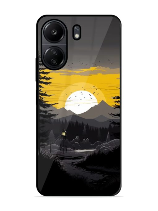 Sunset Vector Glossy Metal Phone Cover for Poco C65 Zapvi