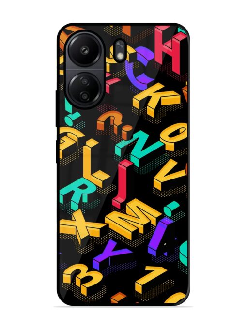 Seamless Pattern With Letters Glossy Metal Phone Cover for Poco C65 Zapvi