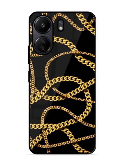 Decorative Golde Chain Glossy Metal Phone Cover for Poco C65 Zapvi