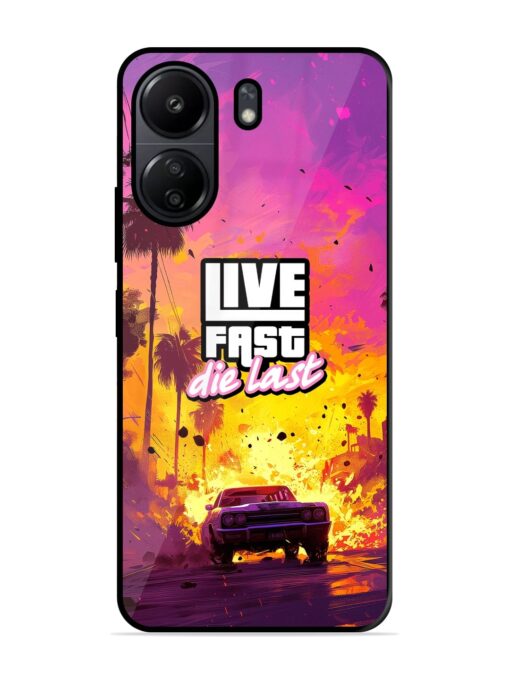 Live Fast Glossy Metal Phone Cover for Poco C65 Zapvi