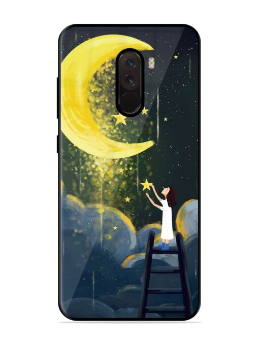 Moonlight Healing Night Illustration Glossy Metal TPU Phone Cover for Poco F1 Zapvi