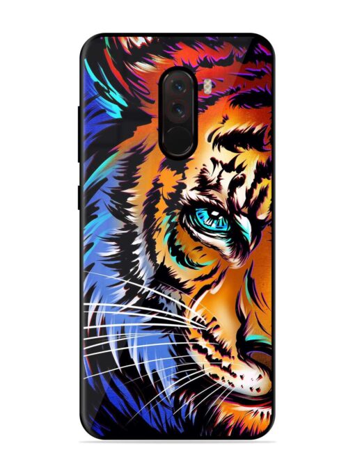 Colorful Lion Art Glossy Metal Phone Cover for Poco F1 Zapvi