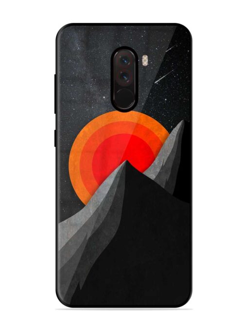 Black Mountain Glossy Metal Phone Cover for Poco F1 Zapvi