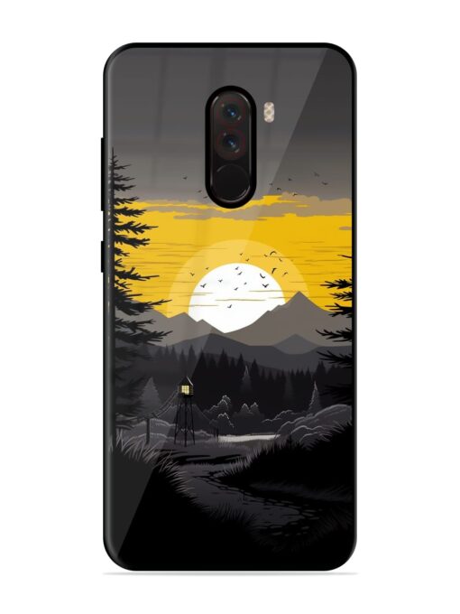 Sunset Vector Glossy Metal Phone Cover for Poco F1 Zapvi