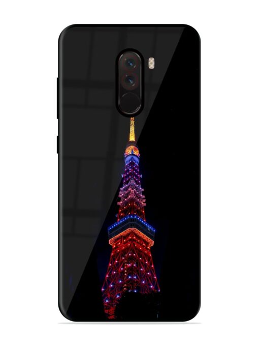 Eiffel Tower Night View Glossy Metal Phone Cover for Poco F1 Zapvi