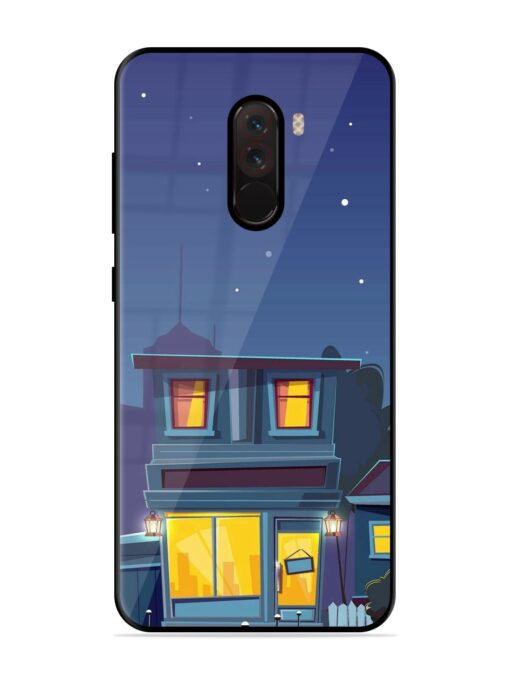 Vector Night House Glossy Metal Phone Cover for Poco F1 Zapvi