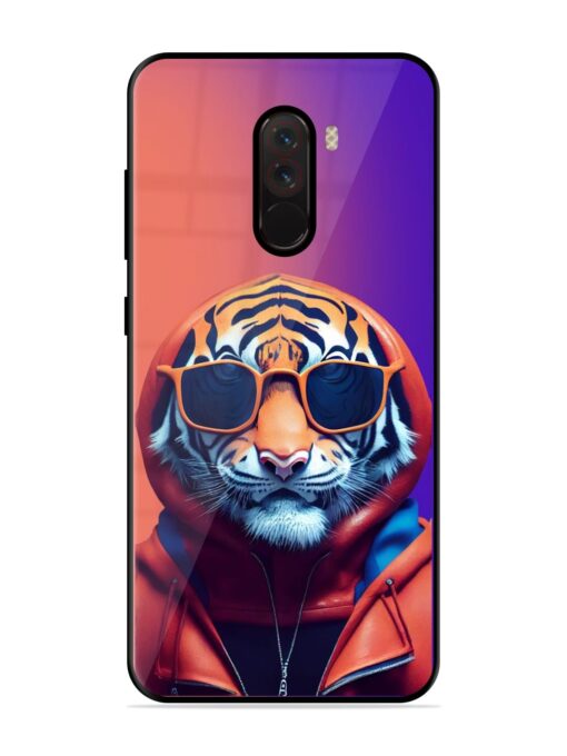 Tiger Animation Glossy Metal Phone Cover for Poco F1 Zapvi