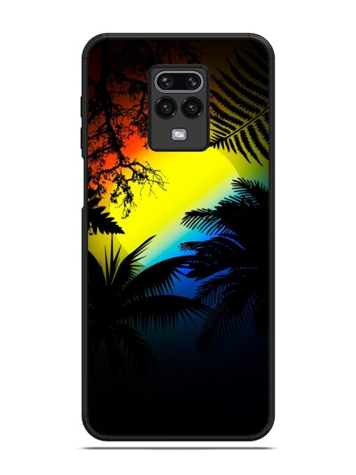 Colorful Sunset With Palm Trees Glossy Metal Phone Cover for Poco M2 Pro Zapvi