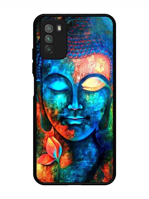 Buddha Painting Glossy Metal Phone Cover for Poco M3 Zapvi