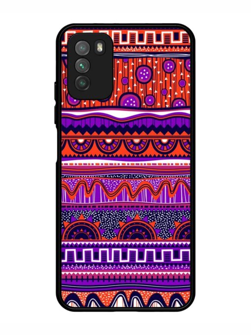 Ethnic Seamless Pattern Glossy Metal TPU Phone Cover for Poco M3 Zapvi