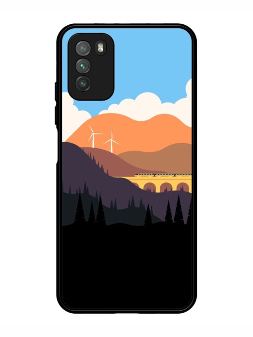 Minimal Mountain Vector Glossy Metal Phone Cover for Poco M3 Zapvi