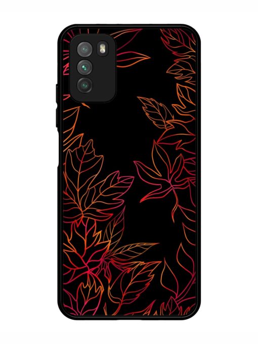 Red Floral Pattern Glossy Metal Phone Cover for Poco M3 Zapvi