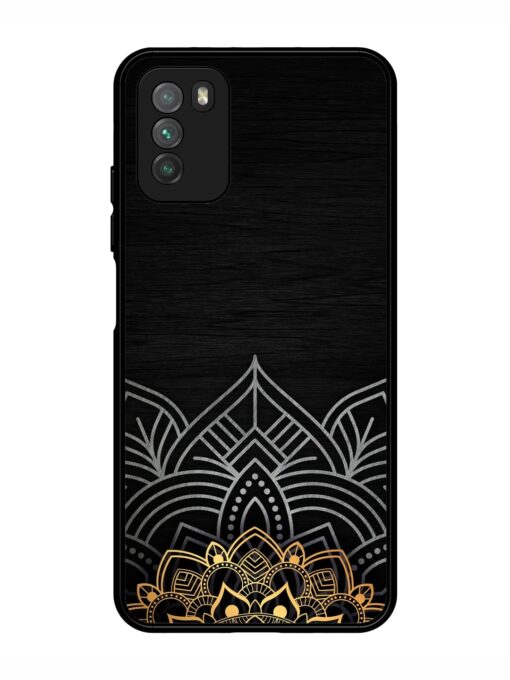 Decorative Golden Pattern Glossy Metal Phone Cover for Poco M3 Zapvi