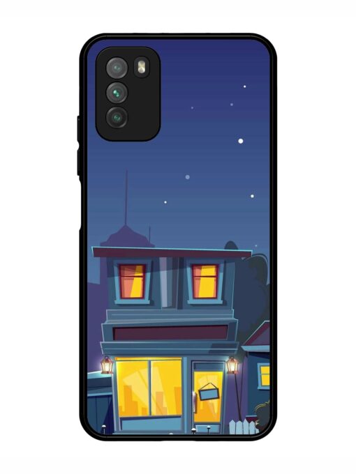 Vector Night House Glossy Metal Phone Cover for Poco M3 Zapvi