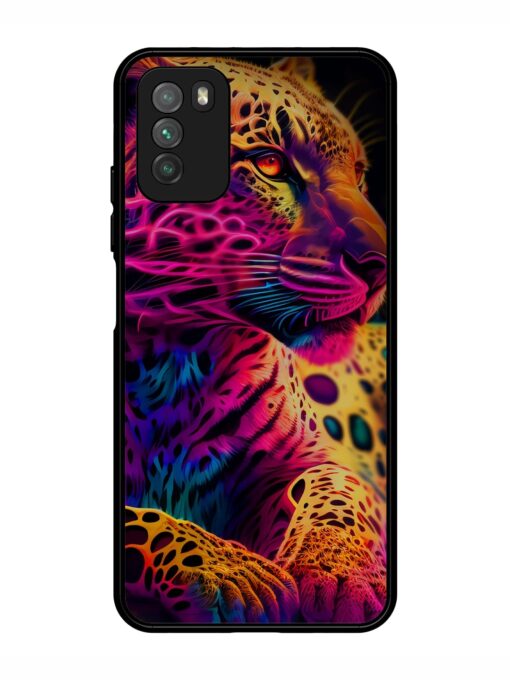 Leopard Art Glossy Metal Phone Cover for Poco M3 Zapvi