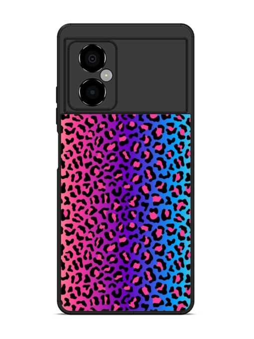 Colorful Leopard Seamless Glossy Metal Phone Cover for Poco M4 (5G) Zapvi