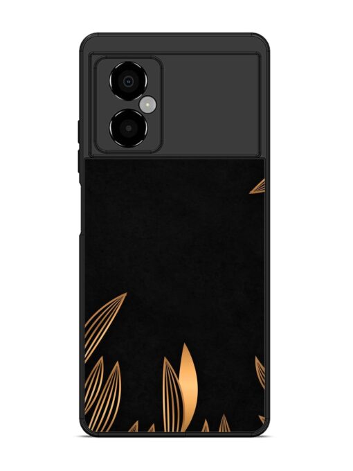 Golden Leaf Pattern Glossy Metal Phone Cover for Poco M4 (5G) Zapvi