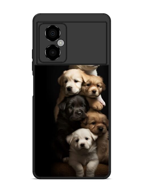 Cute Baby Dogs Glossy Metal Phone Cover for Poco M4 (5G) Zapvi