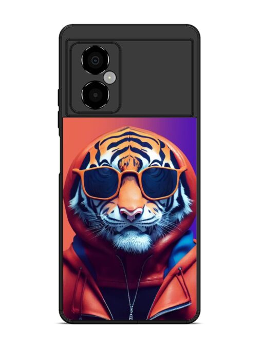 Tiger Animation Glossy Metal Phone Cover for Poco M4 (5G) Zapvi