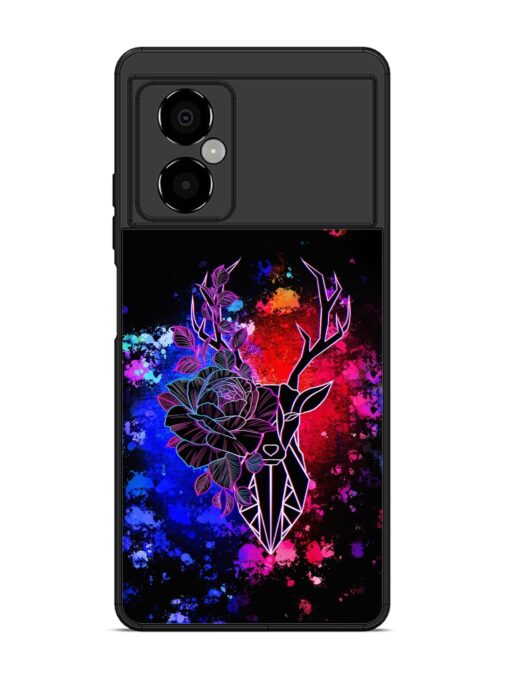 Floral Deer Art Glossy Metal Phone Cover for Poco M4 (5G) Zapvi