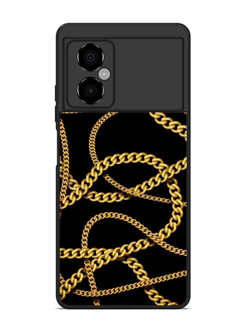 Decorative Golde Chain Glossy Metal Phone Cover for Poco M4 (5G) Zapvi