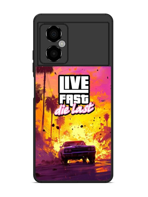 Live Fast Glossy Metal Phone Cover for Poco M4 (5G) Zapvi