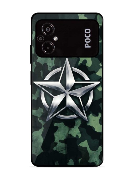 Indian Army Star Design Glossy Metal Phone Cover for Poco M5 Zapvi