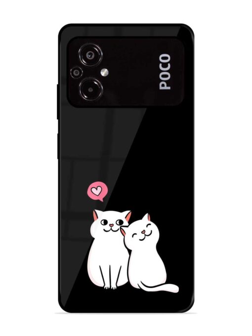 Cat Love Glossy Metal Phone Cover for Poco M5 Zapvi