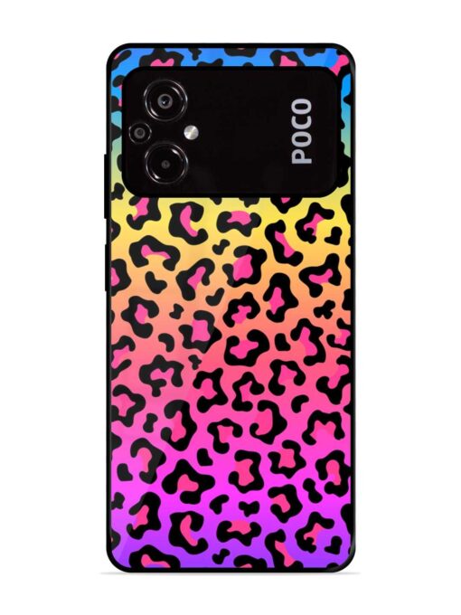 Neon Rainbow Colored Glossy Metal Phone Cover for Poco M5 Zapvi