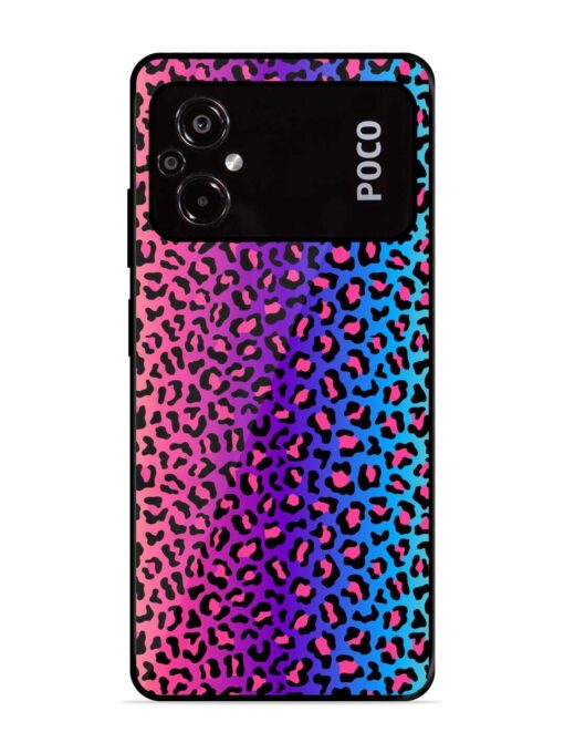 Colorful Leopard Seamless Glossy Metal Phone Cover for Poco M5 Zapvi