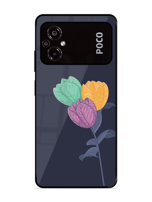 Flower Vector Glossy Metal Phone Cover for Poco M5 Zapvi